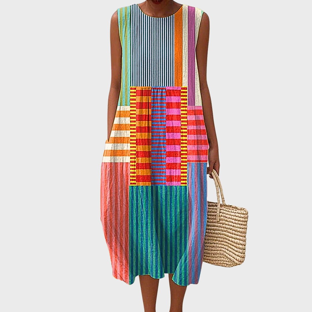 Stela - Geomeetriline Puuvillane Kleid