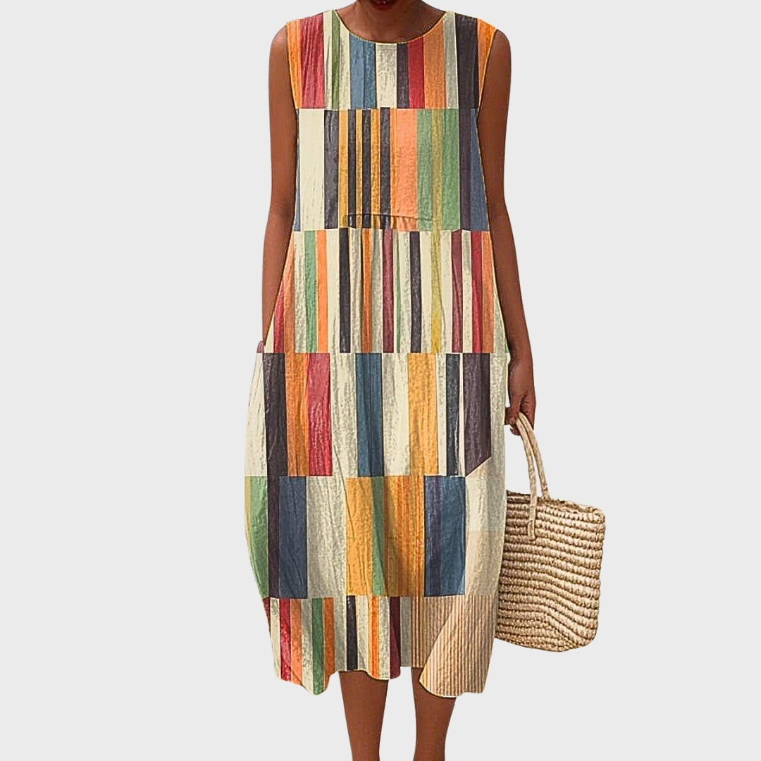 Stela - Geomeetriline Puuvillane Kleid