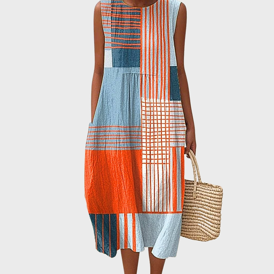 Stela - Geomeetriline Puuvillane Kleid