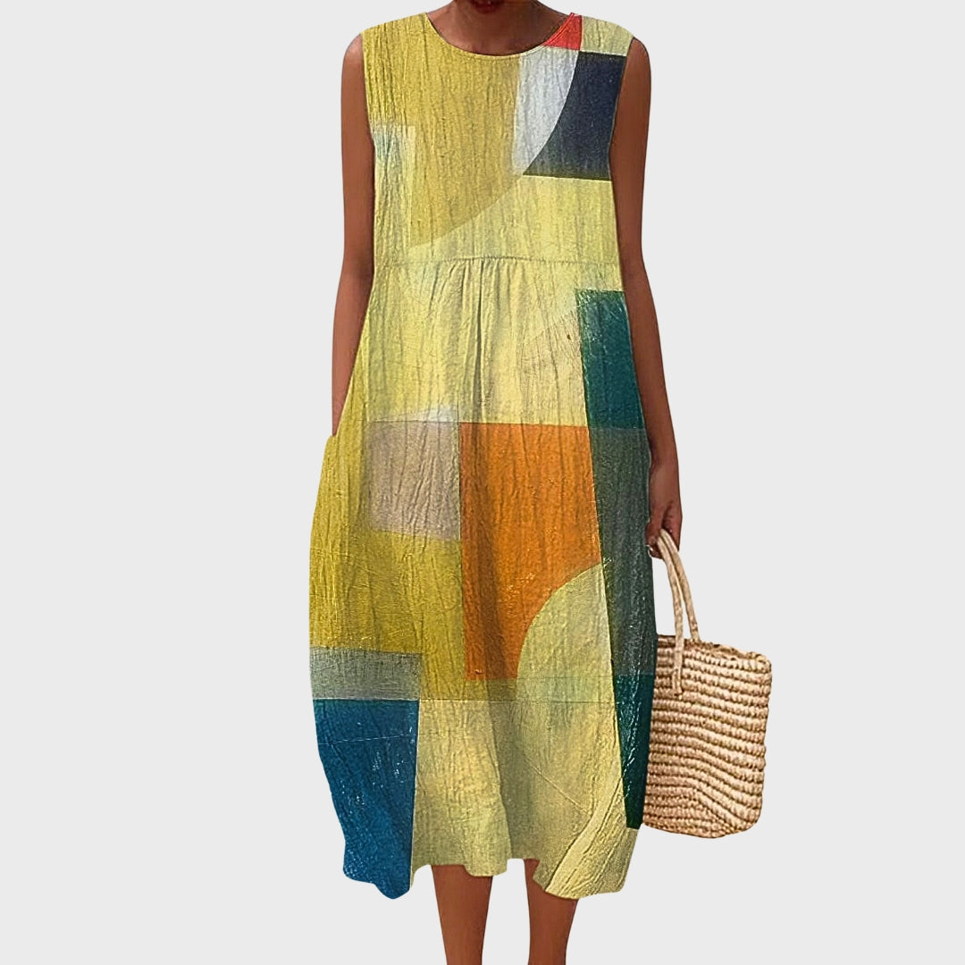 Stela - Geomeetriline Puuvillane Kleid