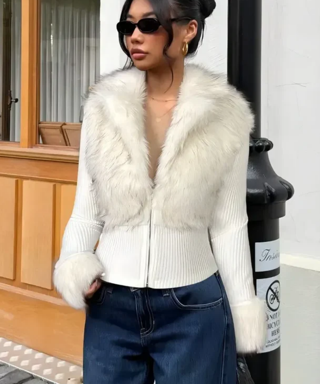 Mercedes™ - Luksusliku plaastriga kangast nahkjakk