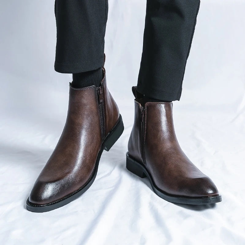 Nathan™ - Elegantne nahast Chelsea saapad tõmblukuga