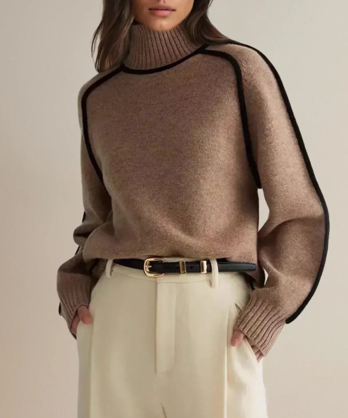 Alice | Kašmiirist kõrge kaelusega särk kontrastäärtega