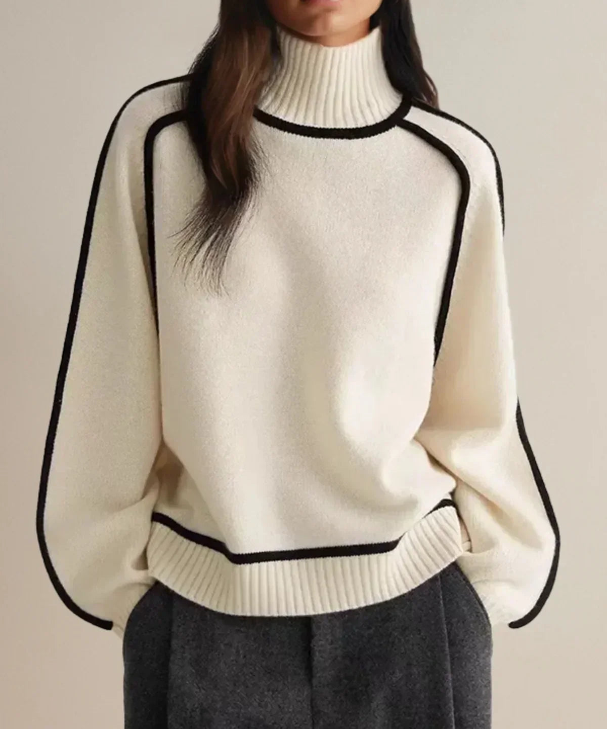 Alice | Kašmiirist kõrge kaelusega särk kontrastäärtega