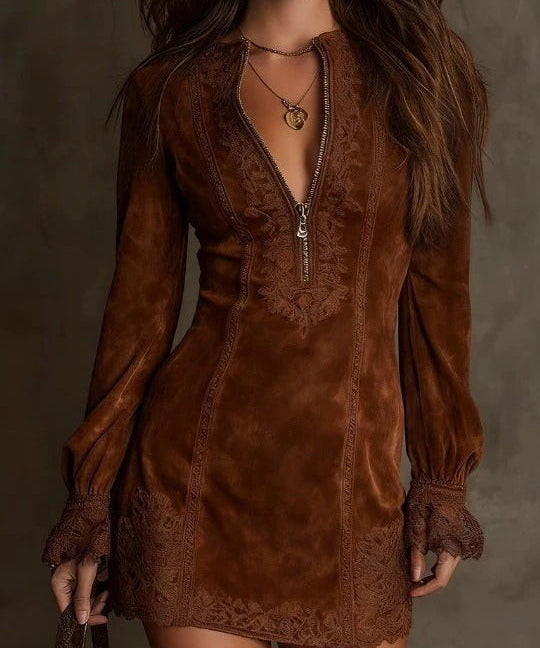 Jasmin – Sinine mini-kleit pitsiga