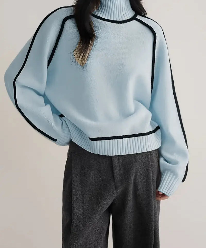 Alice | Kašmiirist kõrge kaelusega särk kontrastäärtega