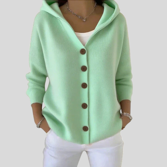 Felicia - Trendikas Kootud Jakk Kapuutsiga