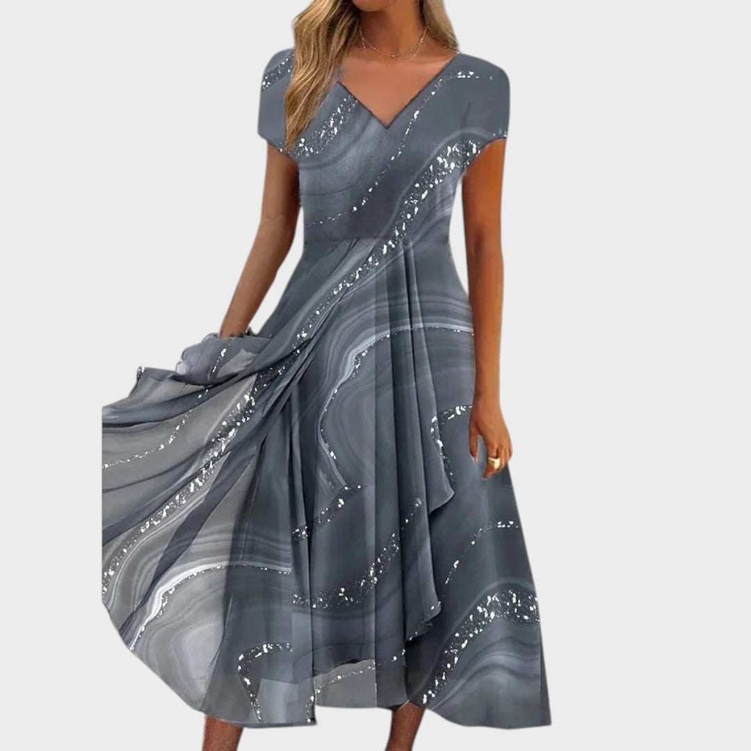 Lucija – Elegantne midi kleit V-kaelusega