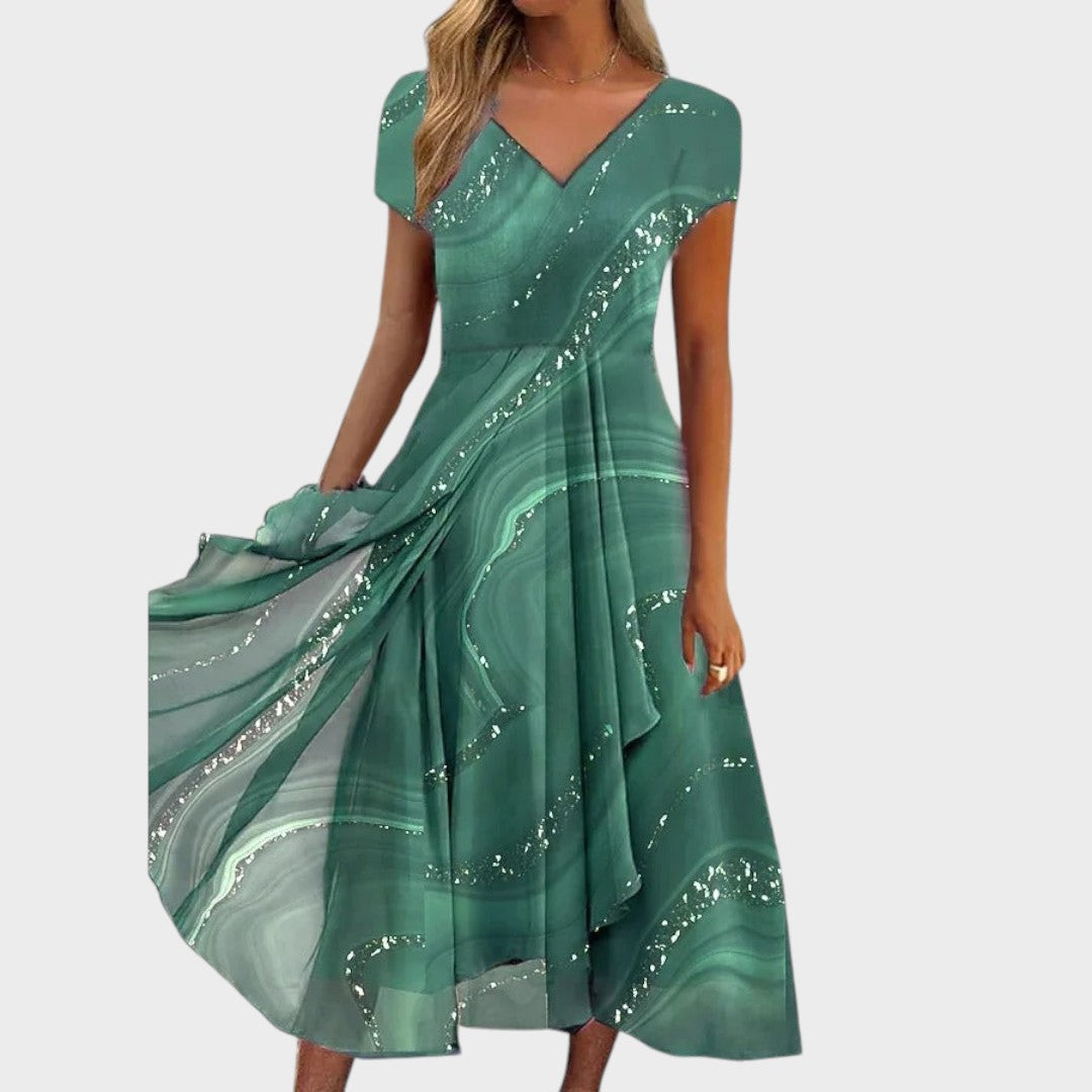 Lucija – Elegantne midi kleit V-kaelusega