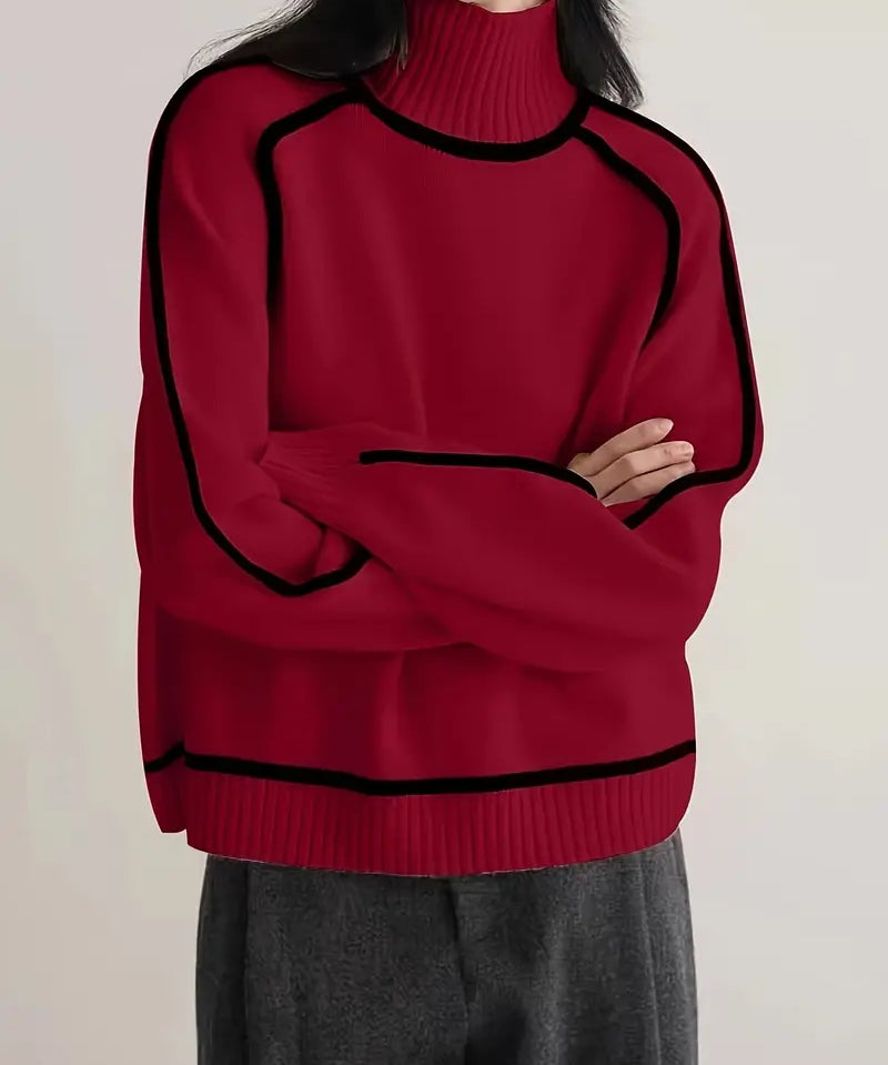 Alice | Kašmiirist kõrge kaelusega särk kontrastäärtega