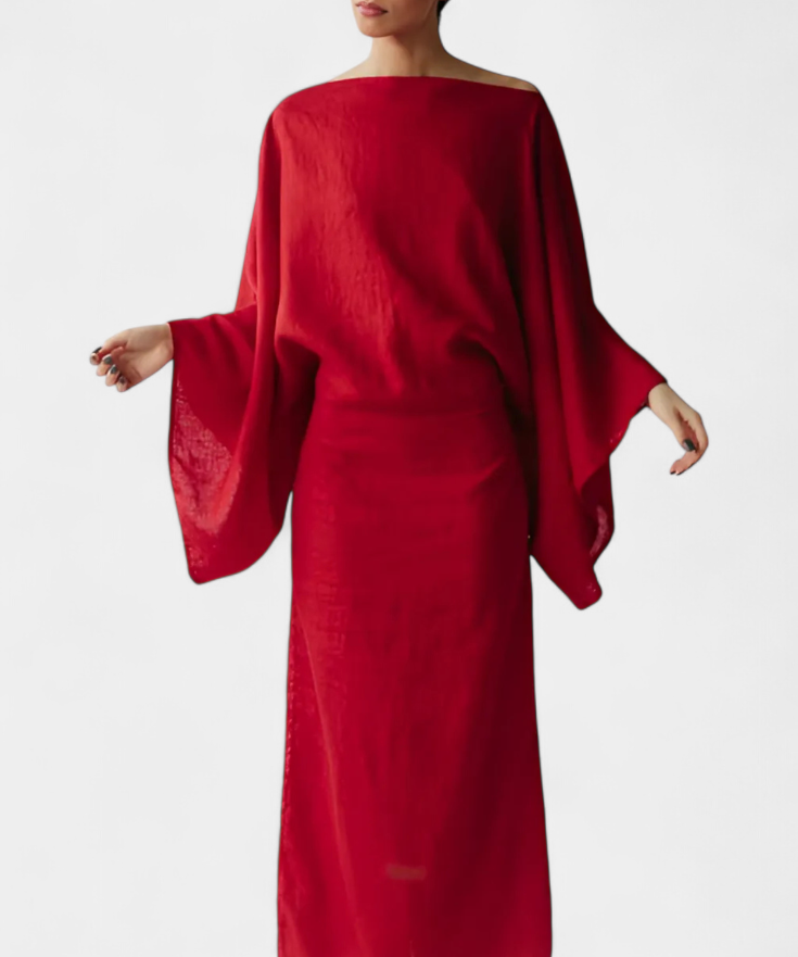 Filipa - Villane ja puuvillane kimono kleit vöödiga
